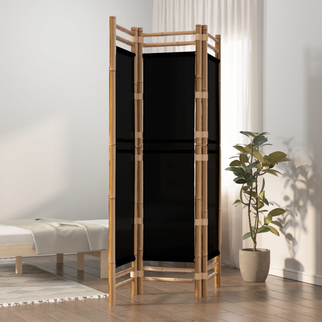 Cloison de séparation pliante 3 panneaux 120 cm Bambou et Toile - XIOS