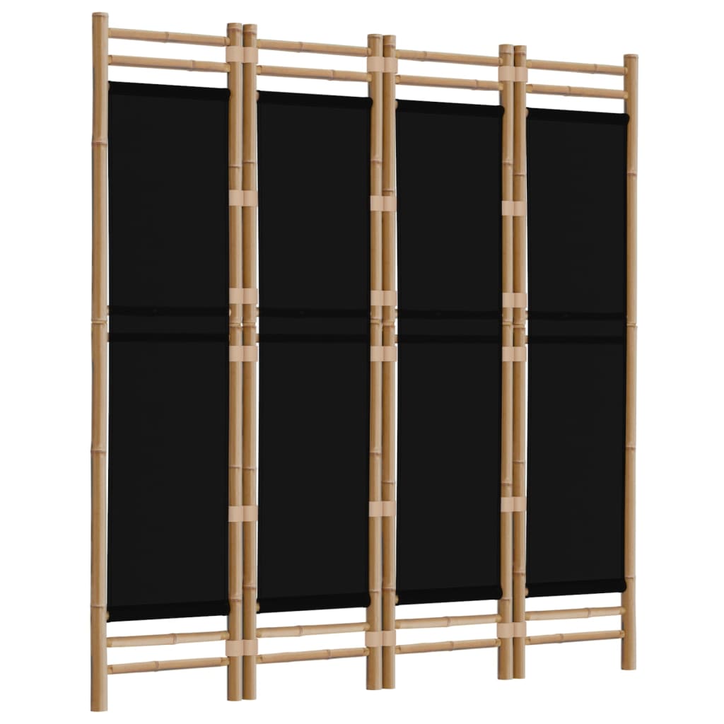 Cloison de séparation pliante 4 panneaux 160 cm Bambou et toile - XIOS