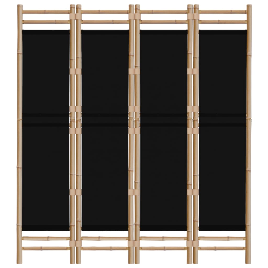 Cloison de séparation pliante 4 panneaux 160 cm Bambou et toile - XIOS