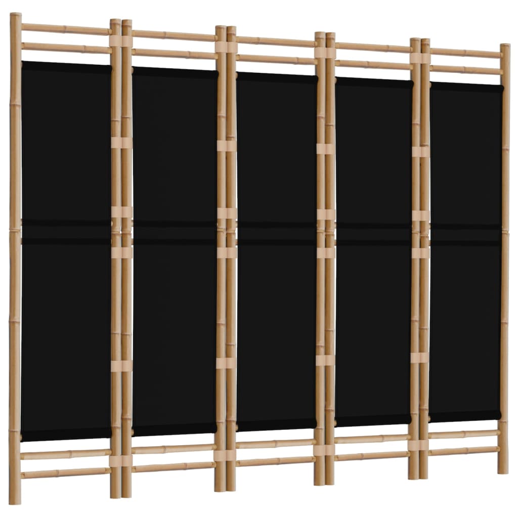 Cloison de séparation pliante 5 panneaux 200 cm Bambou et toile - XIOS
