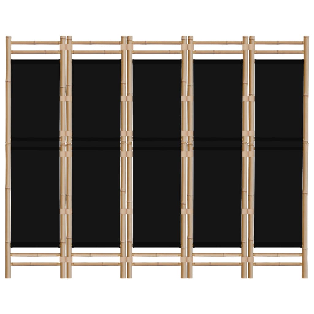 Cloison de séparation pliante 5 panneaux 200 cm Bambou et toile - XIOS