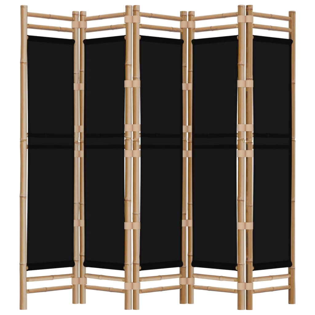 Cloison de séparation pliante 5 panneaux 200 cm Bambou et toile - XIOS
