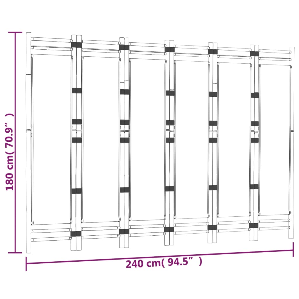 Cloison de séparation pliante 6 panneaux 240 cm Bambou et toile - XIOS