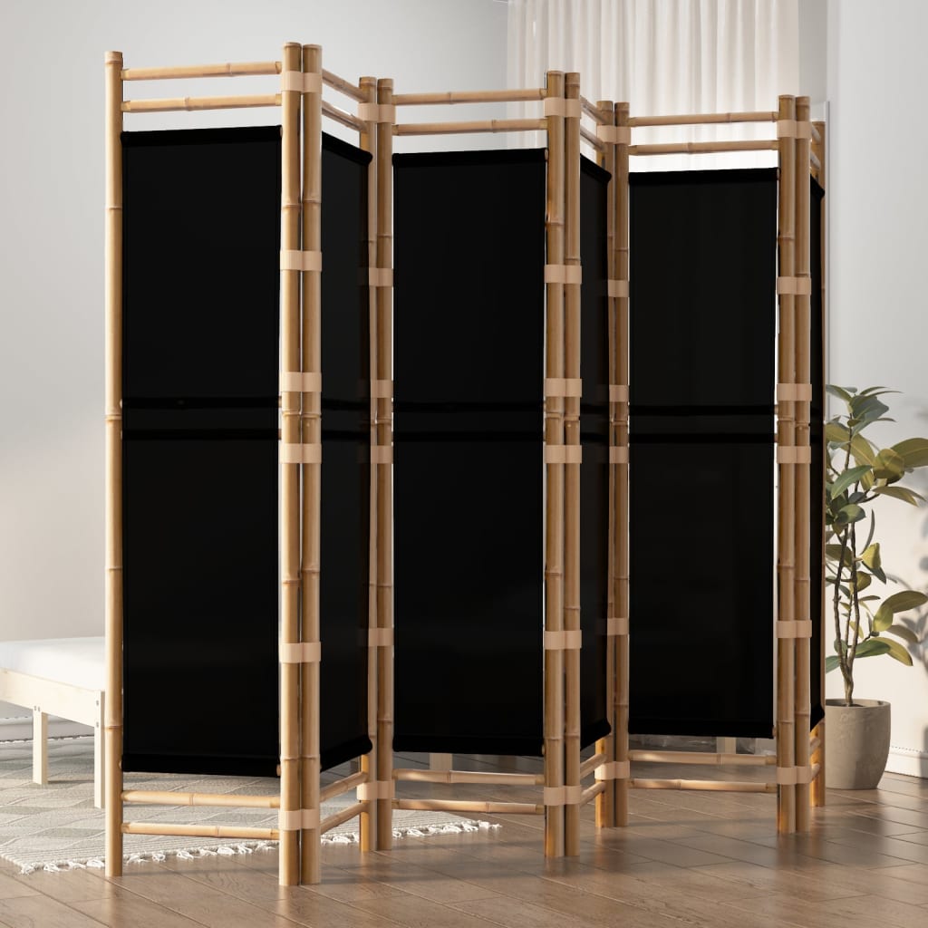 Cloison de séparation pliante 6 panneaux 240 cm Bambou et toile - XIOS