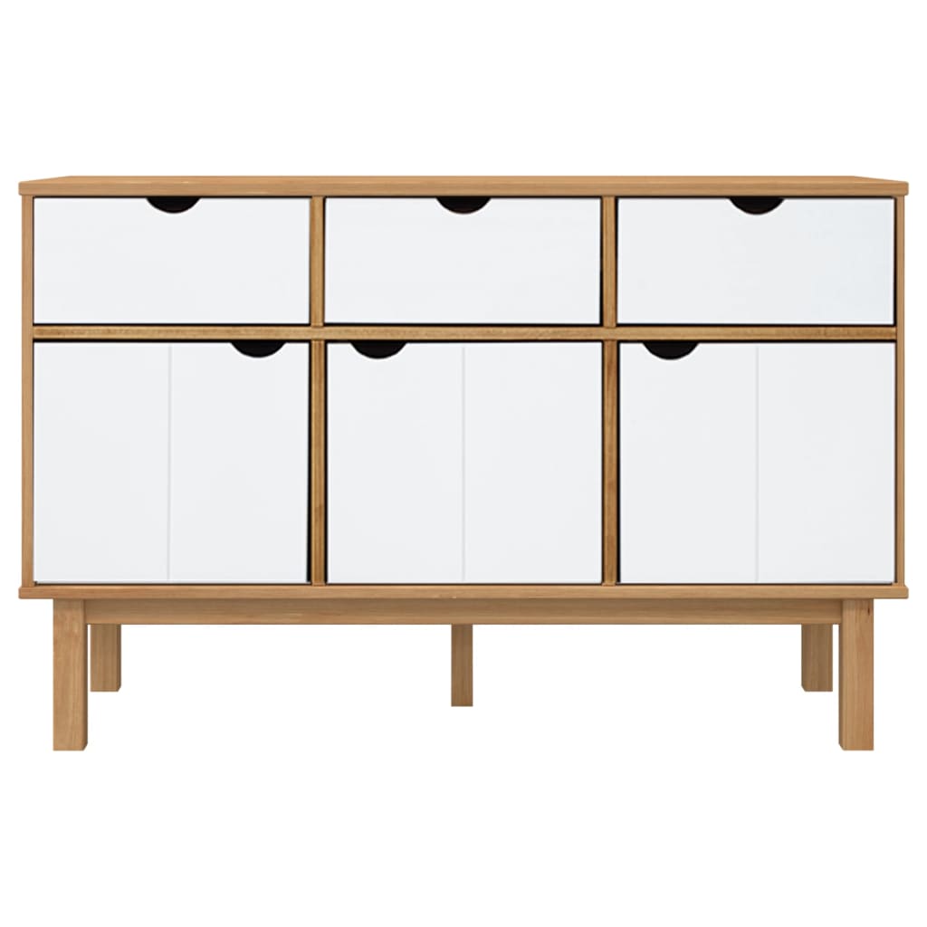 Buffet OTTA Marron et blanc 114x43x73,5 cm Bois massif pin - XIOS