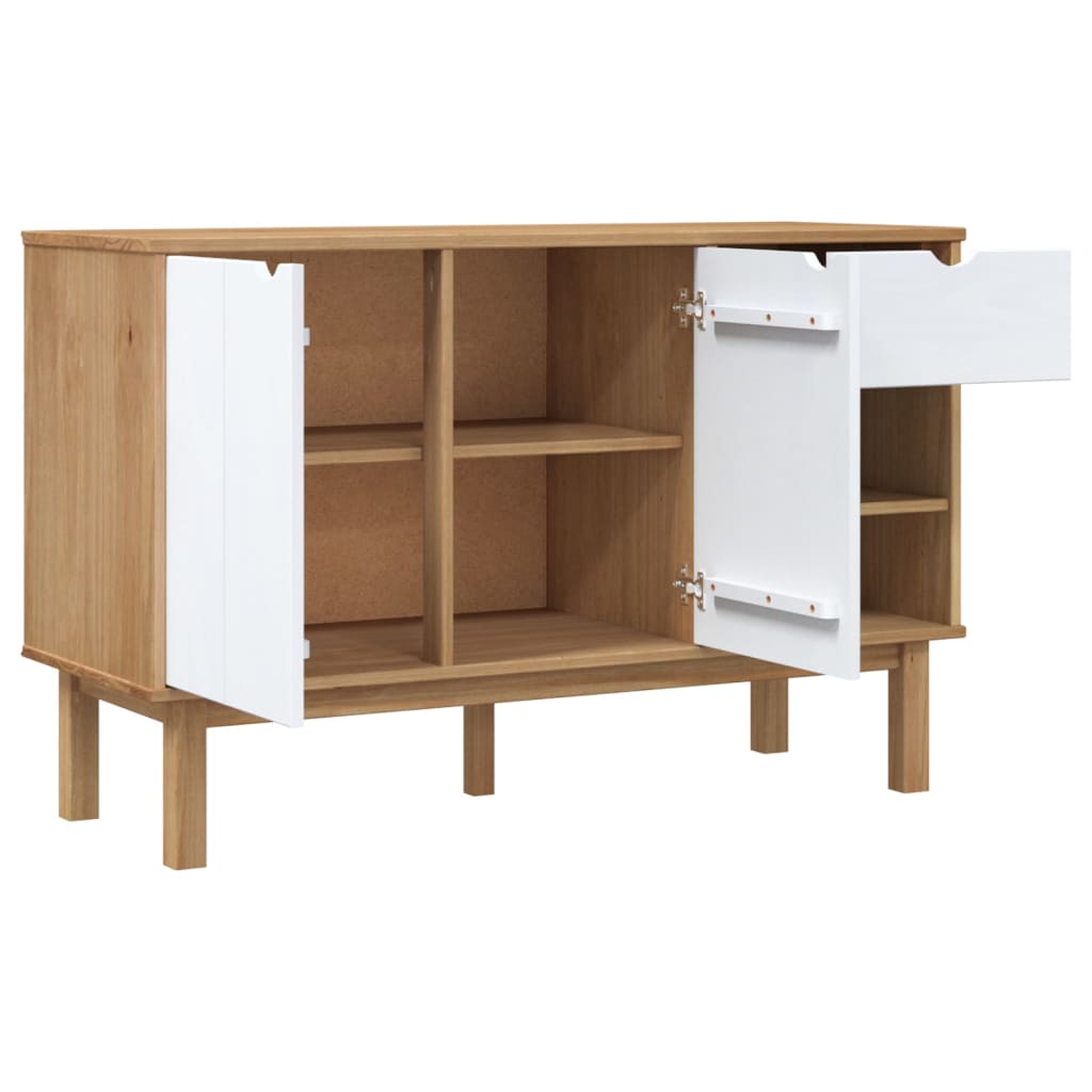 Buffet OTTA Marron et blanc 114x43x73,5 cm Bois massif pin - XIOS