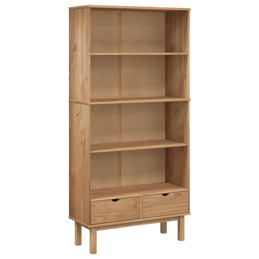 Bibliothèque OTTA avec 2 tiroirs Marron Bois massif pin - XIOS