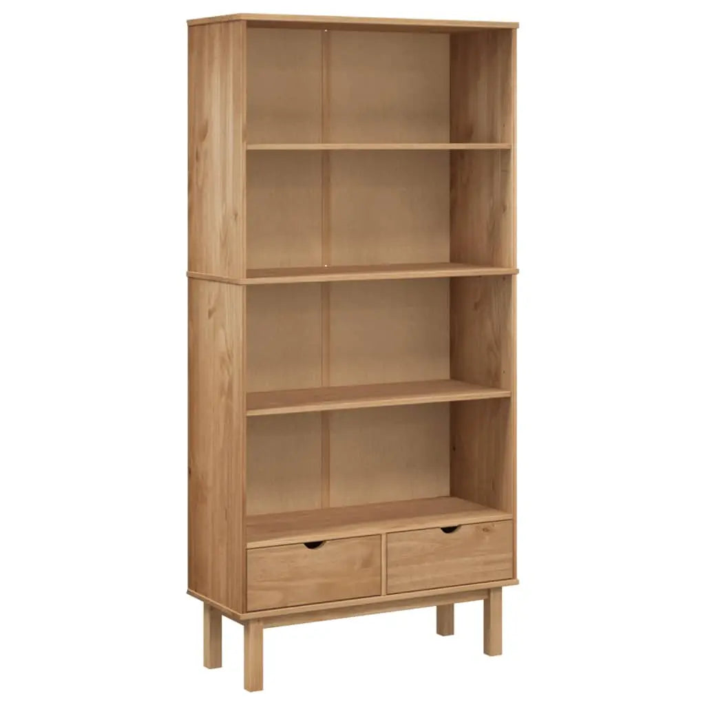 Bibliothèque OTTA avec 2 tiroirs Marron Bois massif pin - XIOS