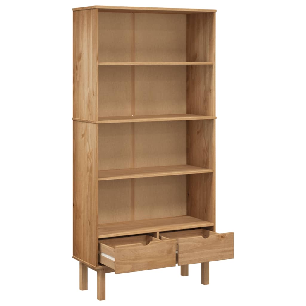 Bibliothèque OTTA avec 2 tiroirs Marron Bois massif pin - XIOS