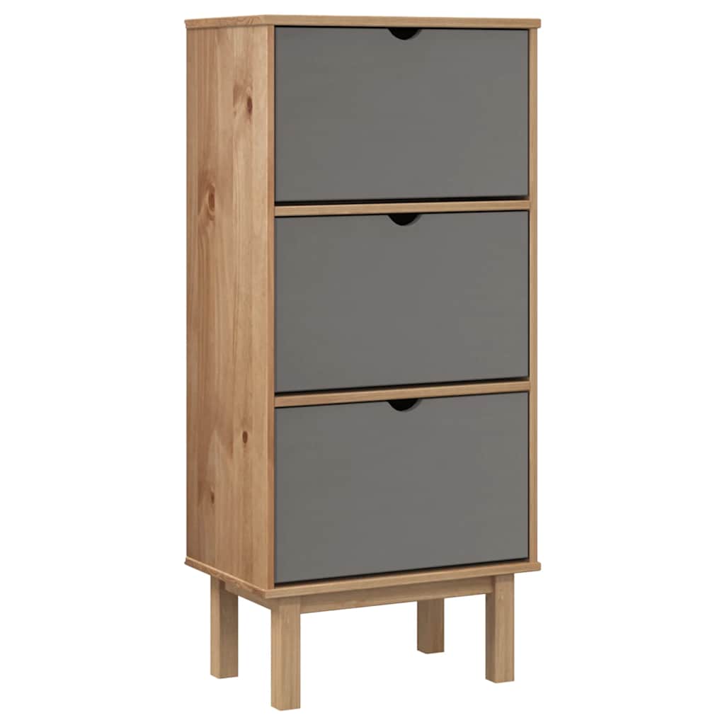 Armoire à chaussures OTTA et 3 tiroirs Marron et gris Bois pin - XIOS
