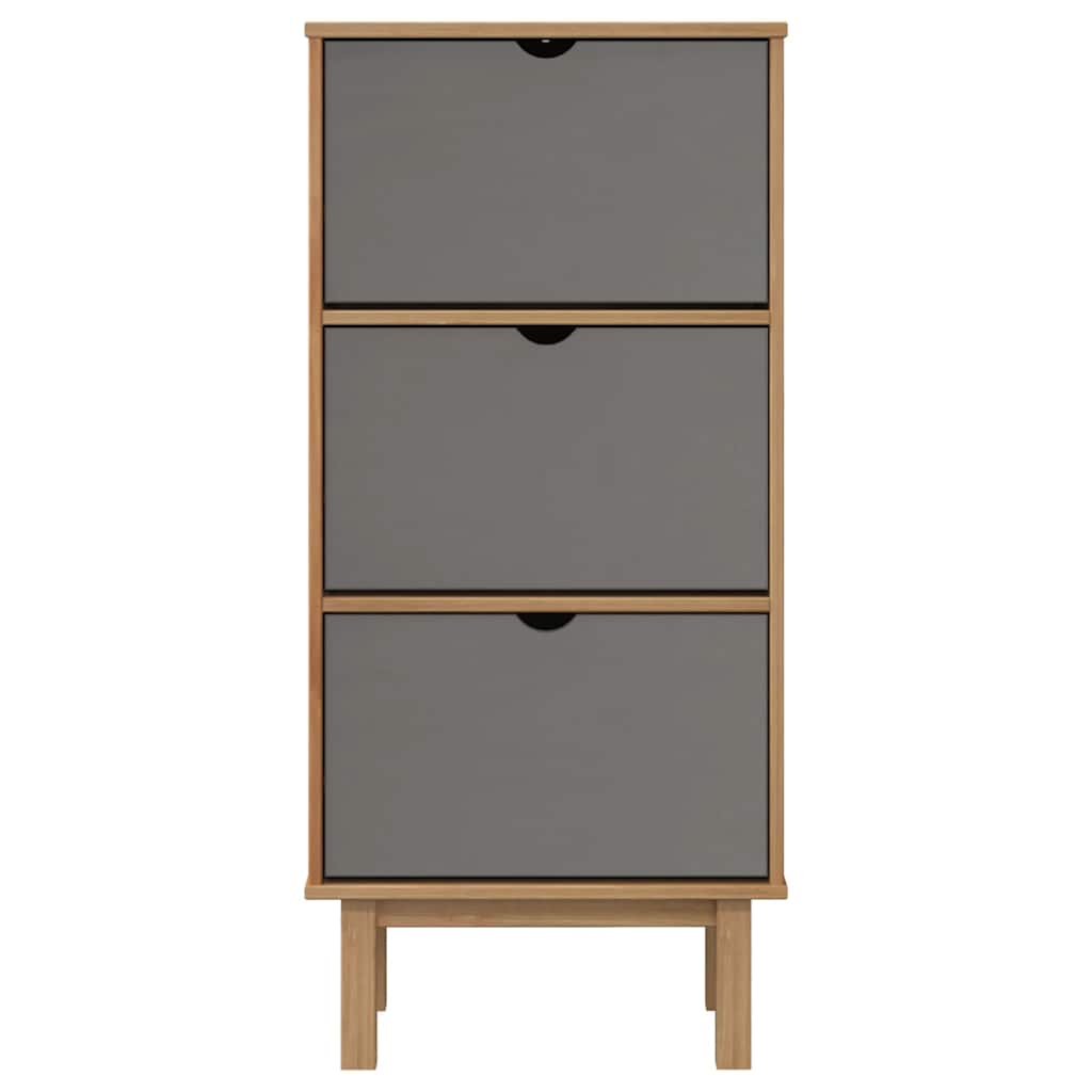 Armoire à chaussures OTTA et 3 tiroirs Marron et gris Bois pin - XIOS