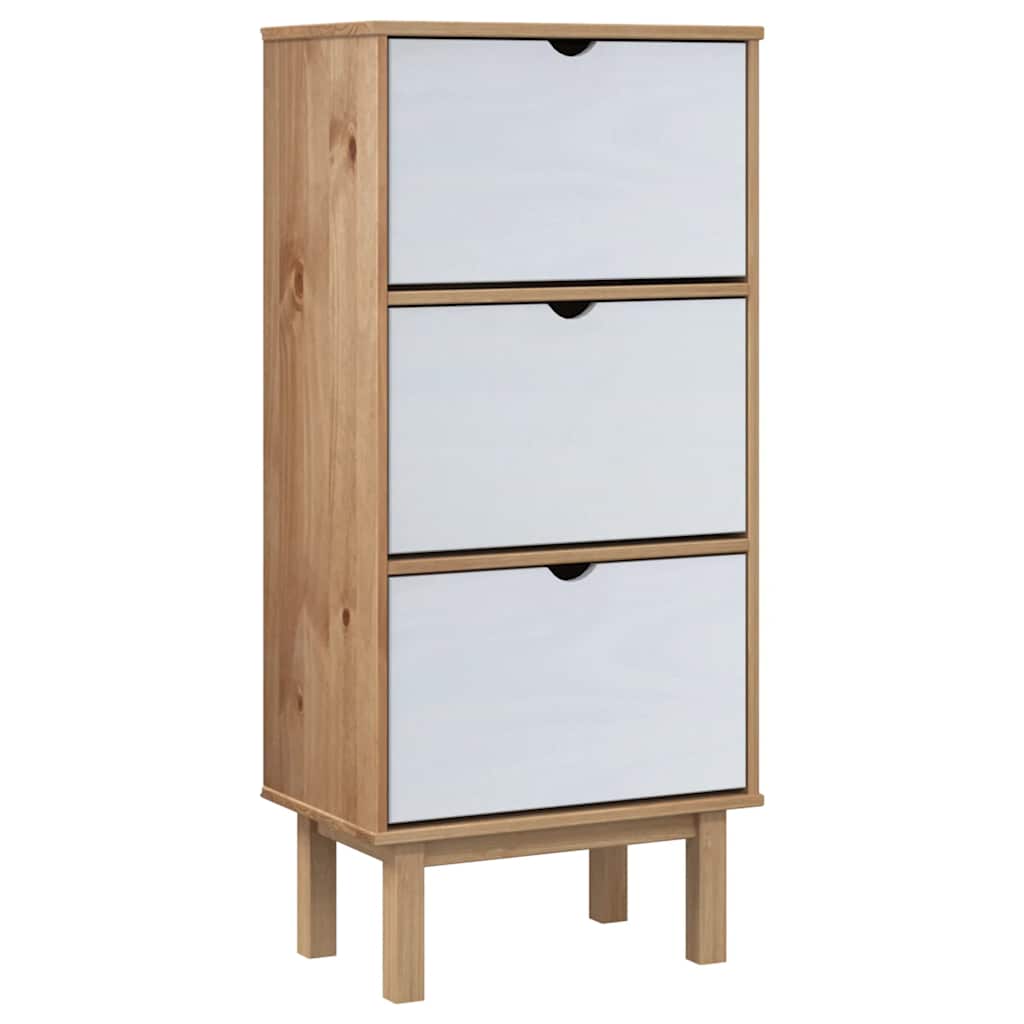 Armoire à chaussures OTTA et 3 tiroirs Marron et blanc Bois pin - XIOS