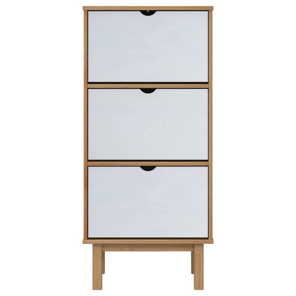 Armoire à chaussures OTTA et 3 tiroirs Marron et blanc Bois pin - XIOS