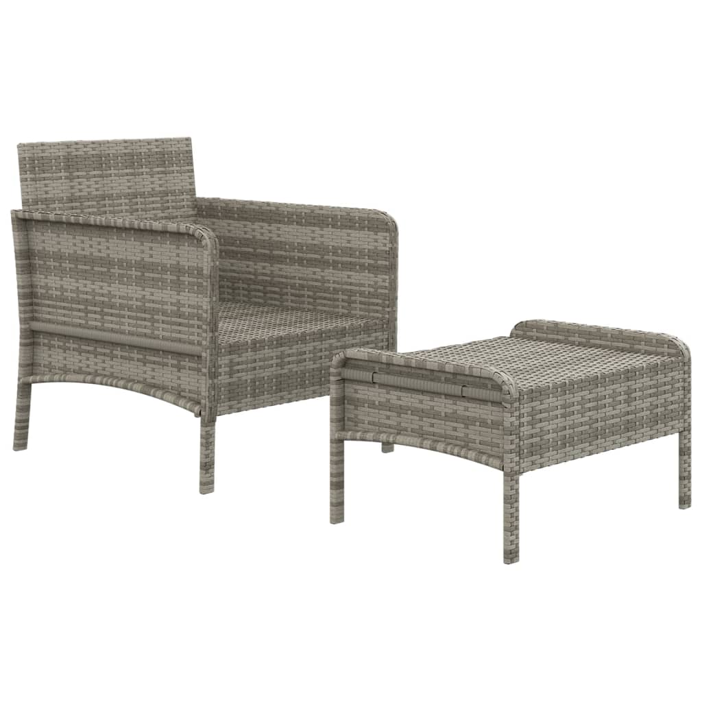 Salon de jardin 2 pcs avec coussins Gris Résine tressée