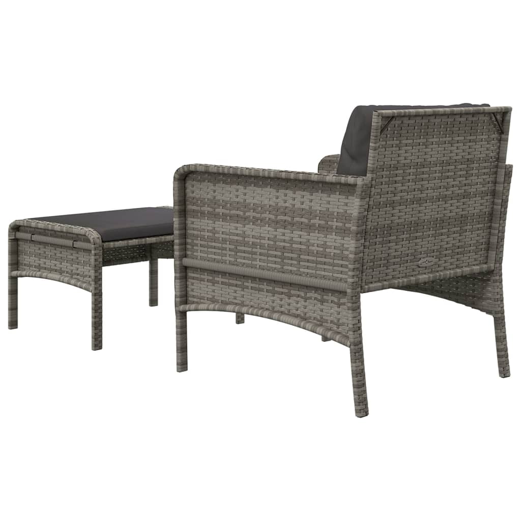 Salon de jardin 2 pcs avec coussins Gris Résine tressée