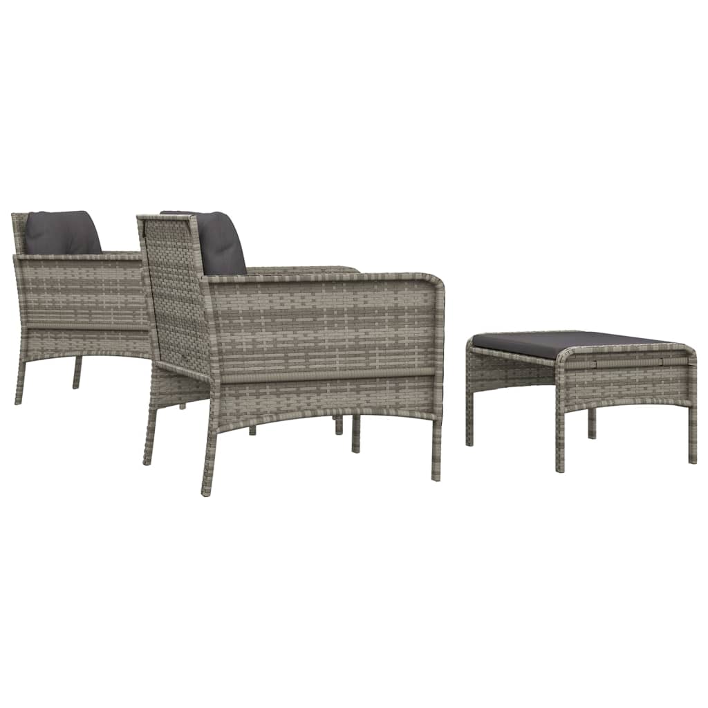 Salon de jardin 5 pcs avec coussins Gris Résine tressée