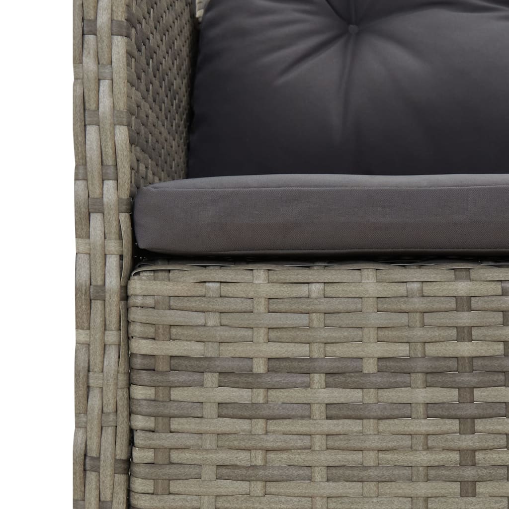 Salon de jardin 5 pcs avec coussins Gris Résine tressée