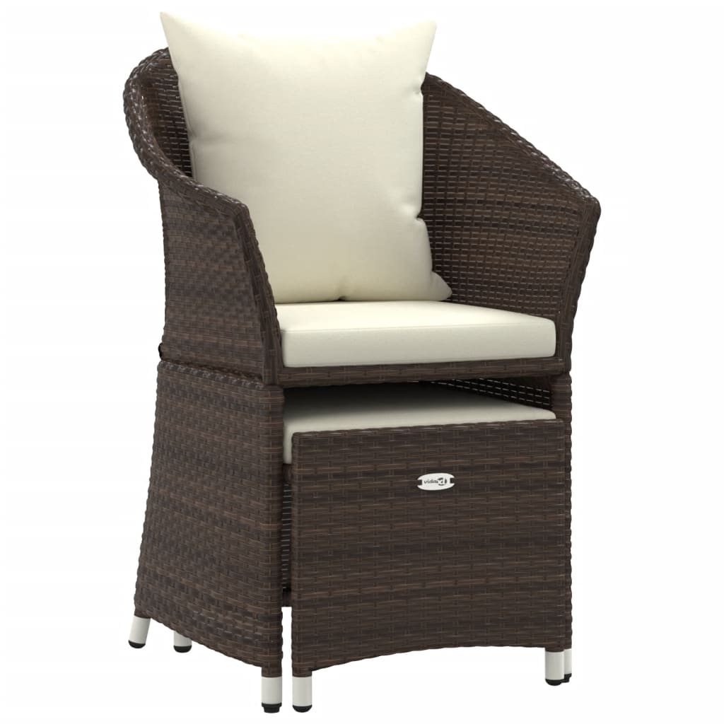 Salon de jardin 2 pcs avec coussins Marron Résine tressée