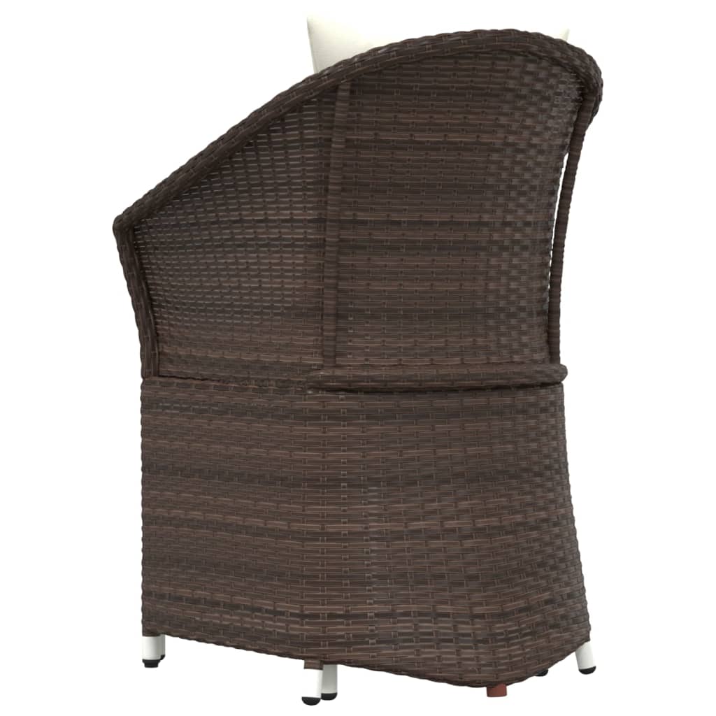 Salon de jardin 2 pcs avec coussins Marron Résine tressée