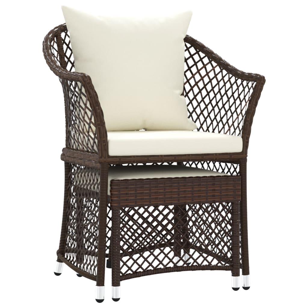 Salon de jardin 2 pcs avec coussins Marron Résine tressée