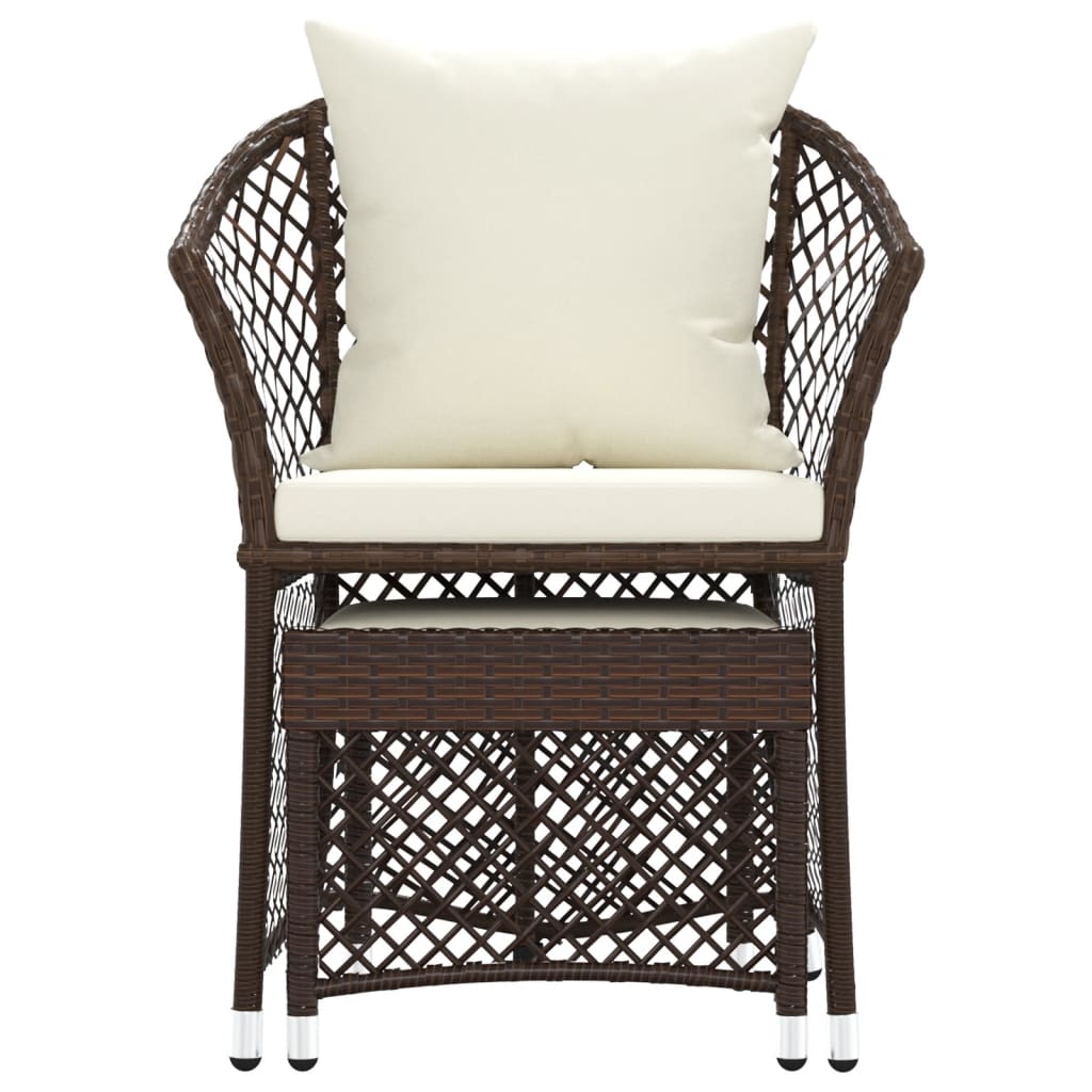 Salon de jardin 2 pcs avec coussins Marron Résine tressée