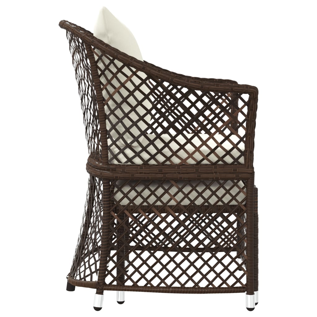 Salon de jardin 2 pcs avec coussins Marron Résine tressée