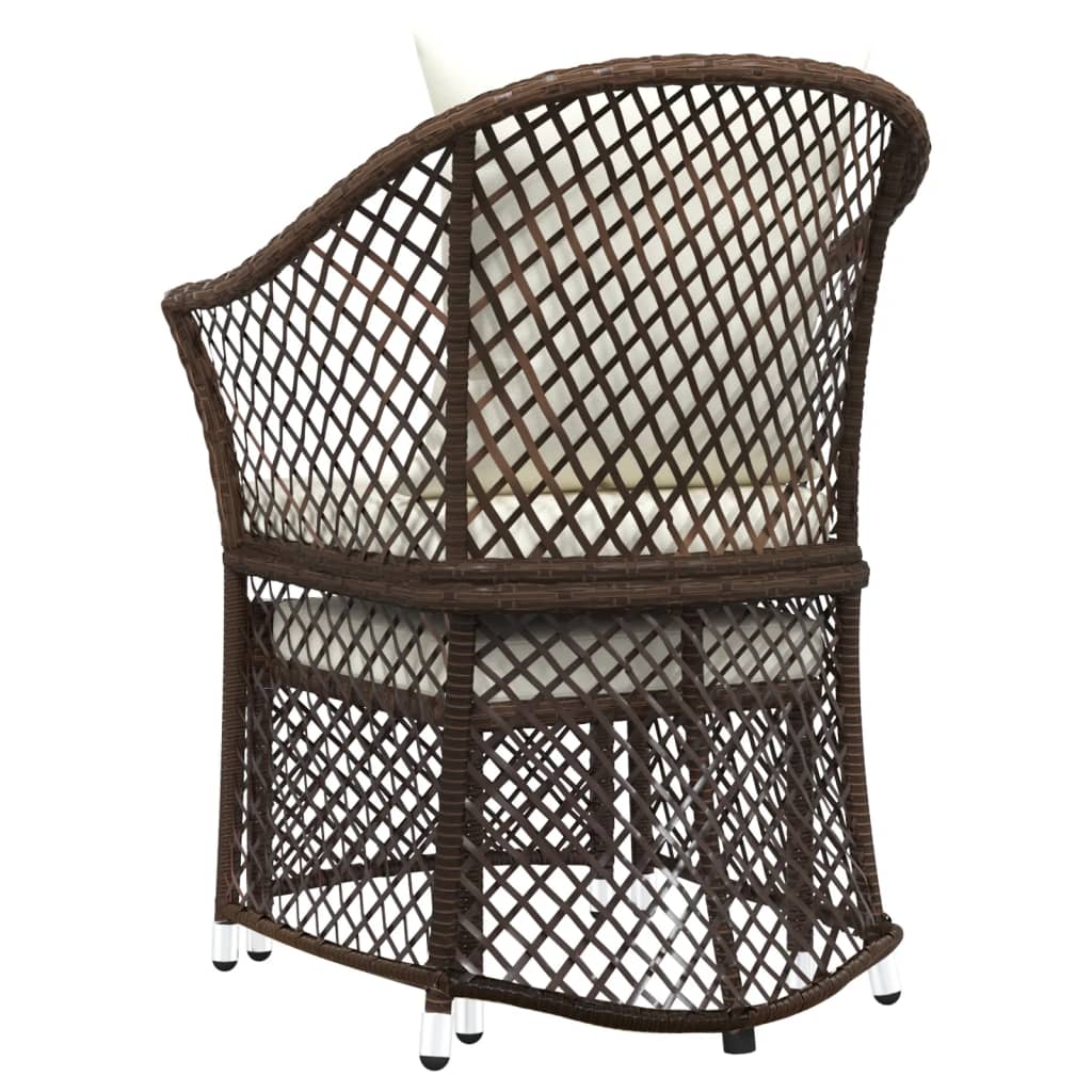 Salon de jardin 2 pcs avec coussins Marron Résine tressée
