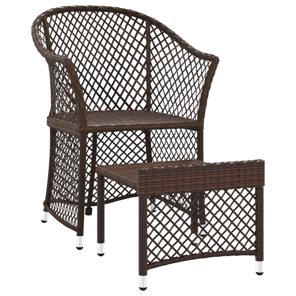 Salon de jardin 2 pcs avec coussins Marron Résine tressée