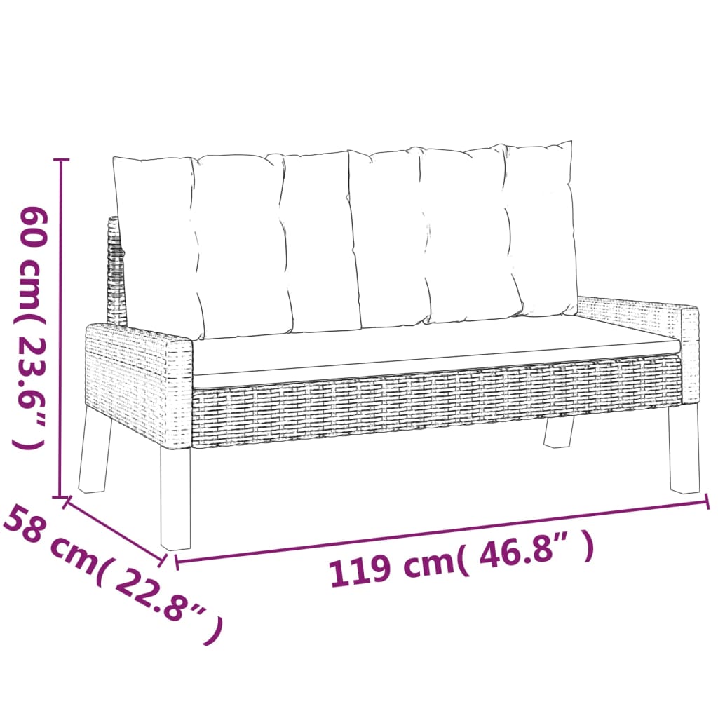 Salon de jardin 4 pcs et coussins Résine tressée et bois massif