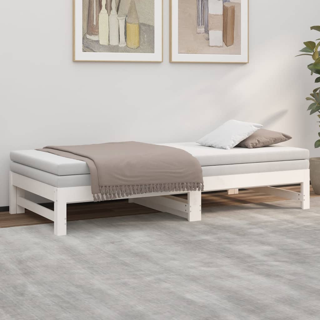 Lit coulissant sans matelas blanc 2x(90x190) cm - XIOS