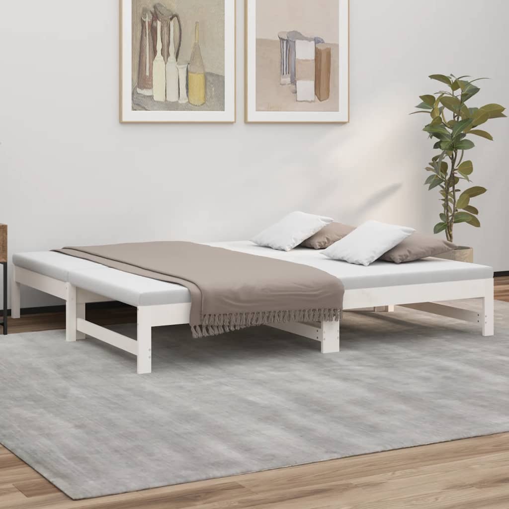 Lit coulissant sans matelas blanc 2x(90x190) cm - XIOS