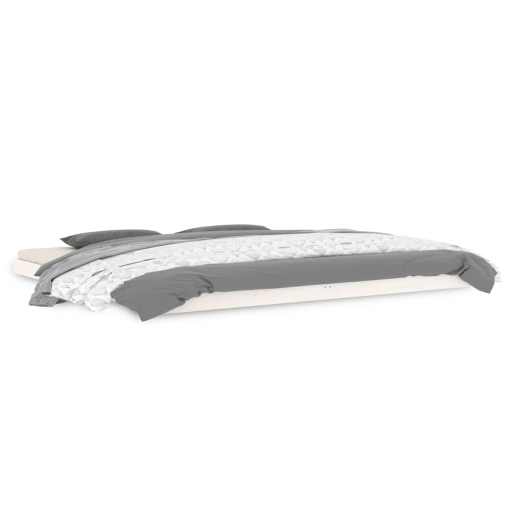 Cadre de lit sans matelas blanc 200x200 cm bois massif de pin - XIOS