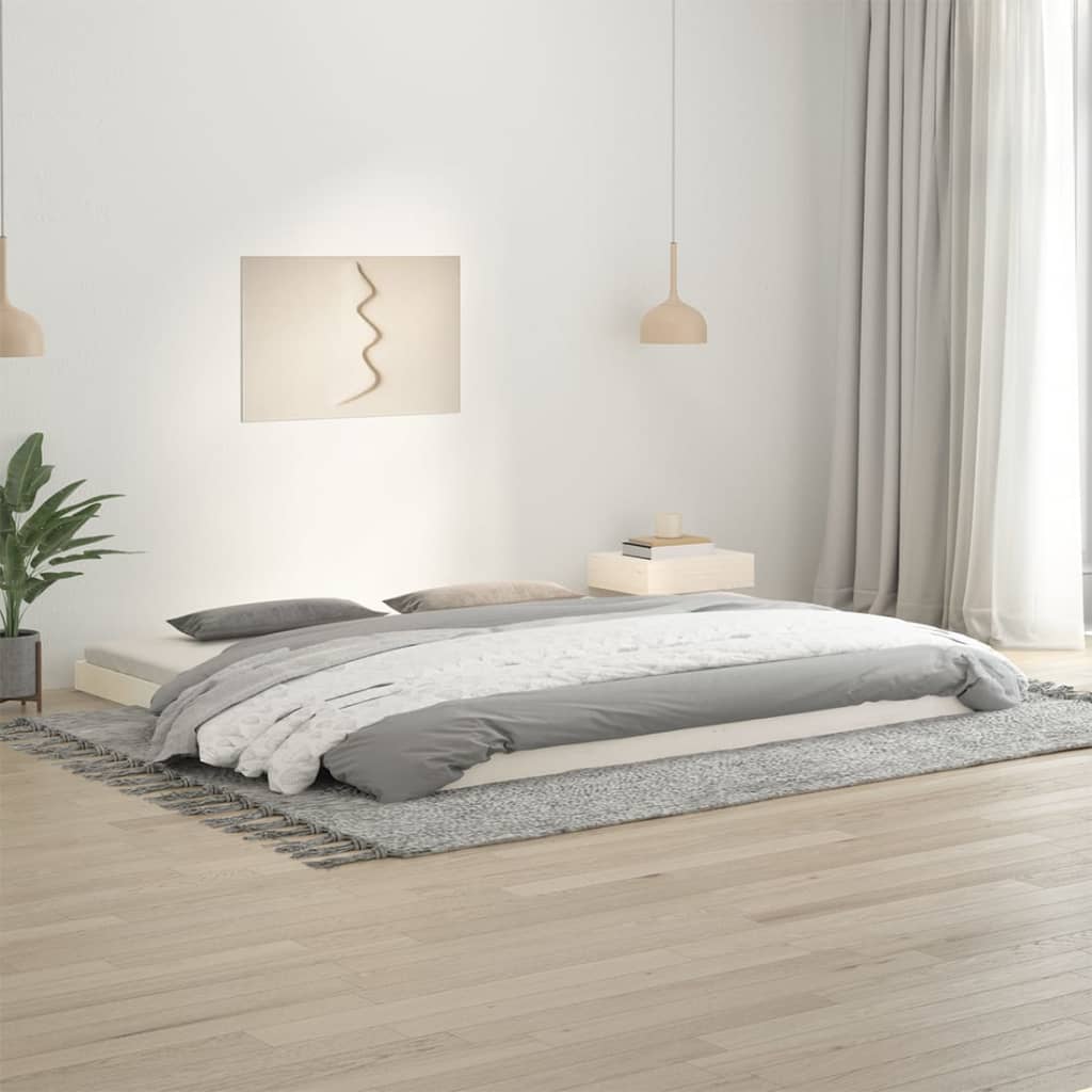 Cadre de lit sans matelas blanc 200x200 cm bois massif de pin - XIOS