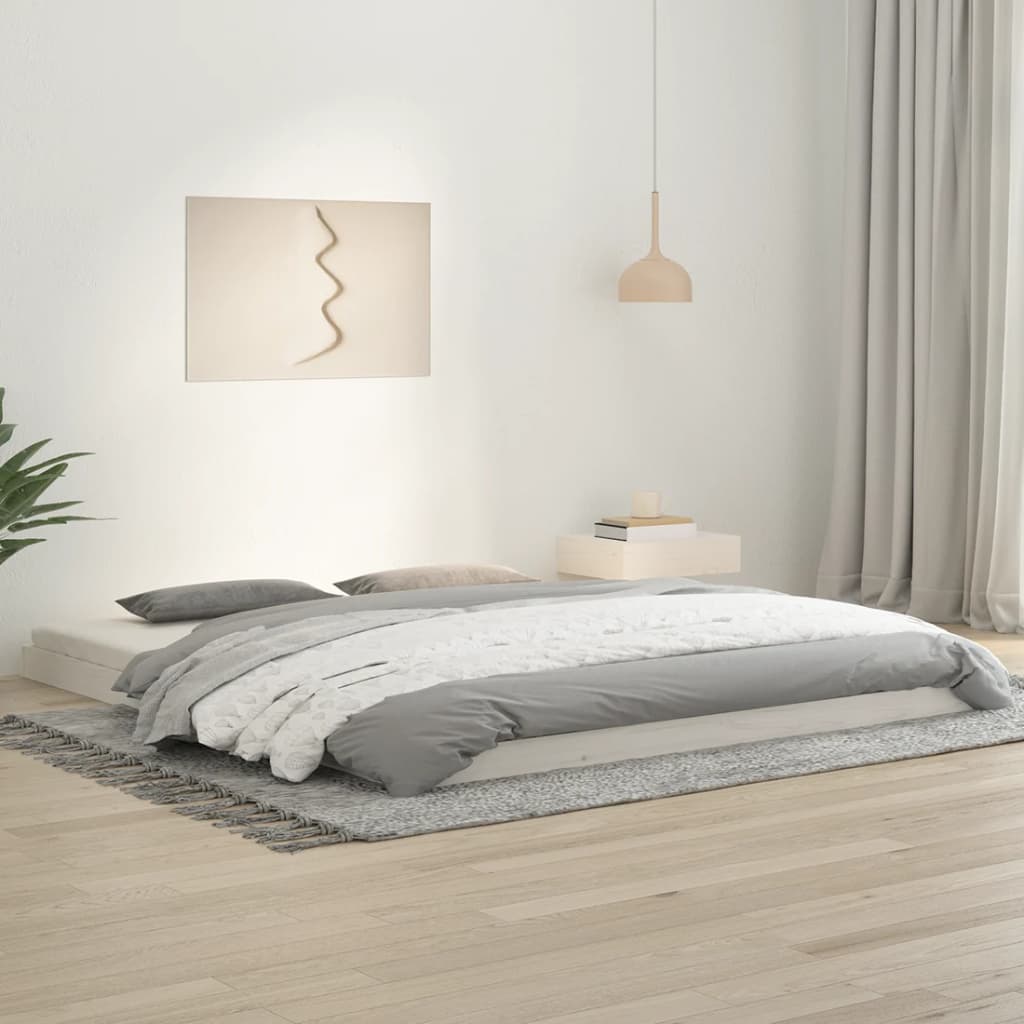 Cadre de lit sans matelas blanc 180x200 cm bois massif de pin - XIOS