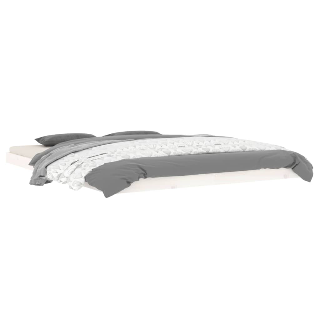 Cadre de lit sans matelas blanc 160x200 cm bois de pin massif - XIOS
