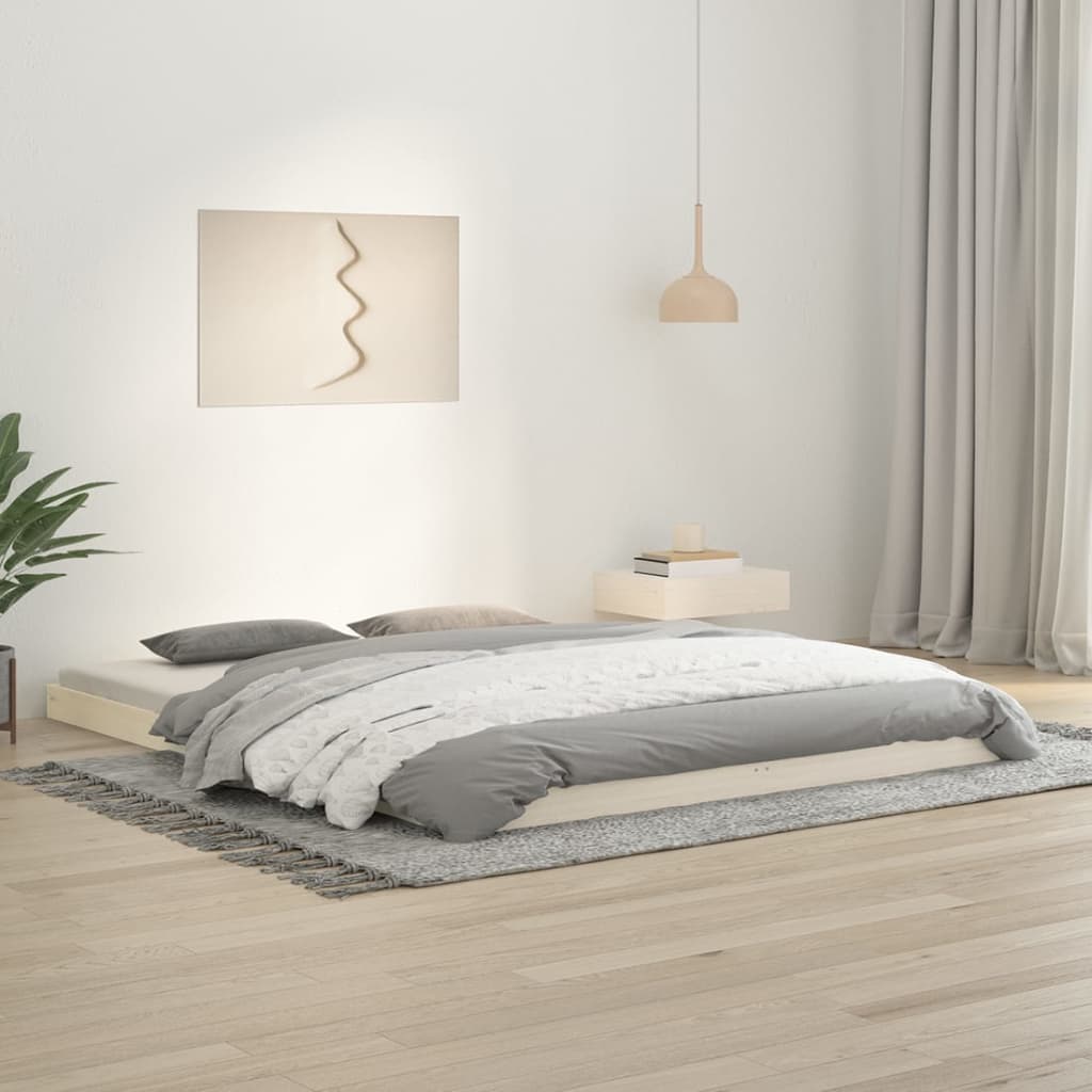 Cadre de lit sans matelas blanc 160x200 cm bois de pin massif - XIOS
