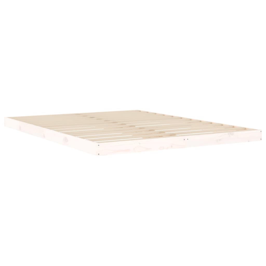 Cadre de lit sans matelas blanc 150x200 cm bois de pin massif - XIOS