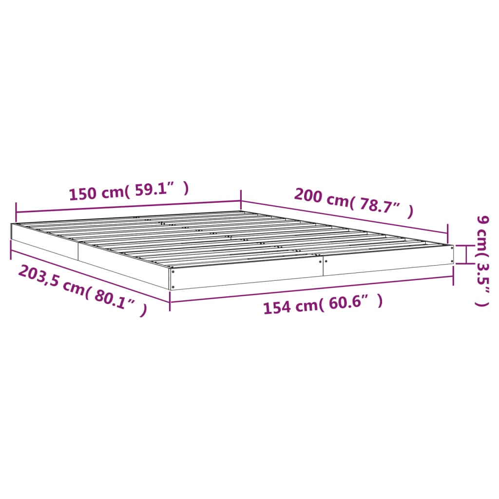 Cadre de lit sans matelas blanc 150x200 cm bois de pin massif - XIOS