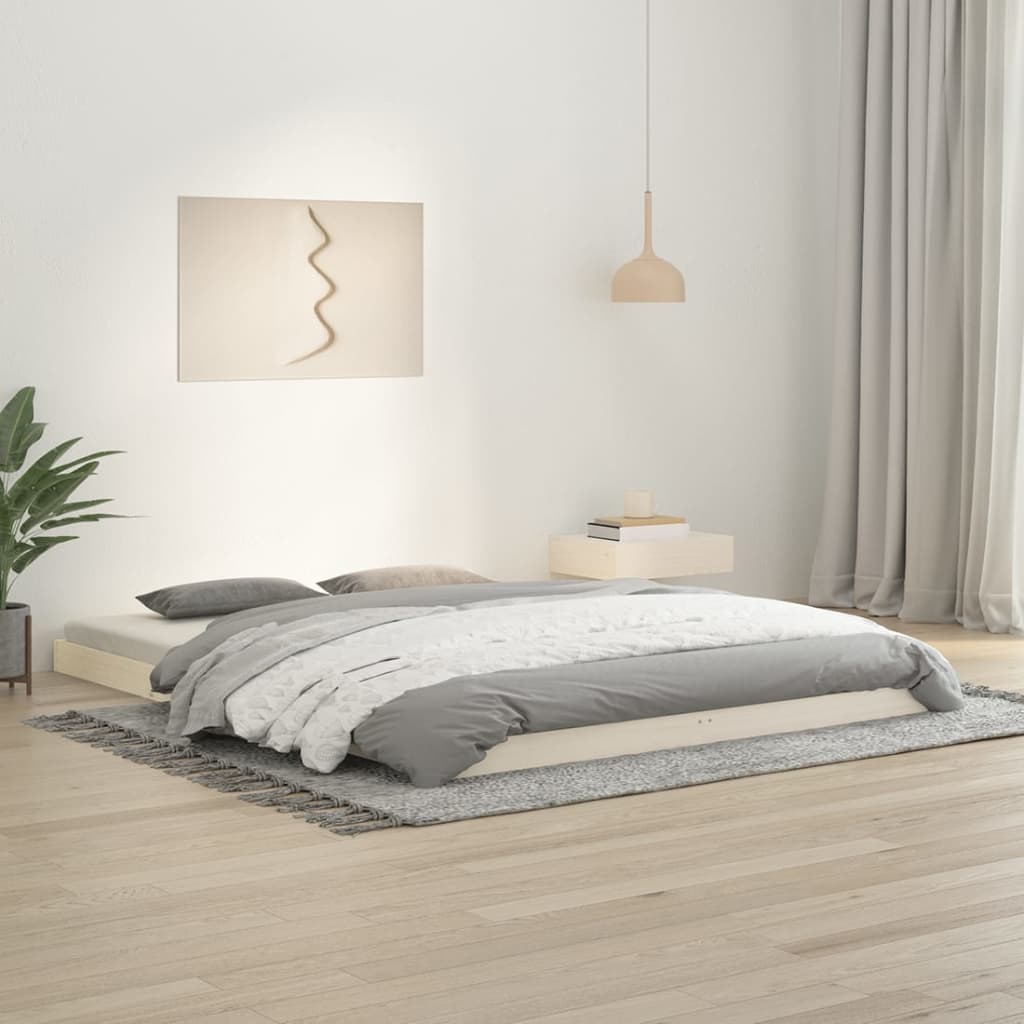 Cadre de lit sans matelas blanc 150x200 cm bois de pin massif - XIOS