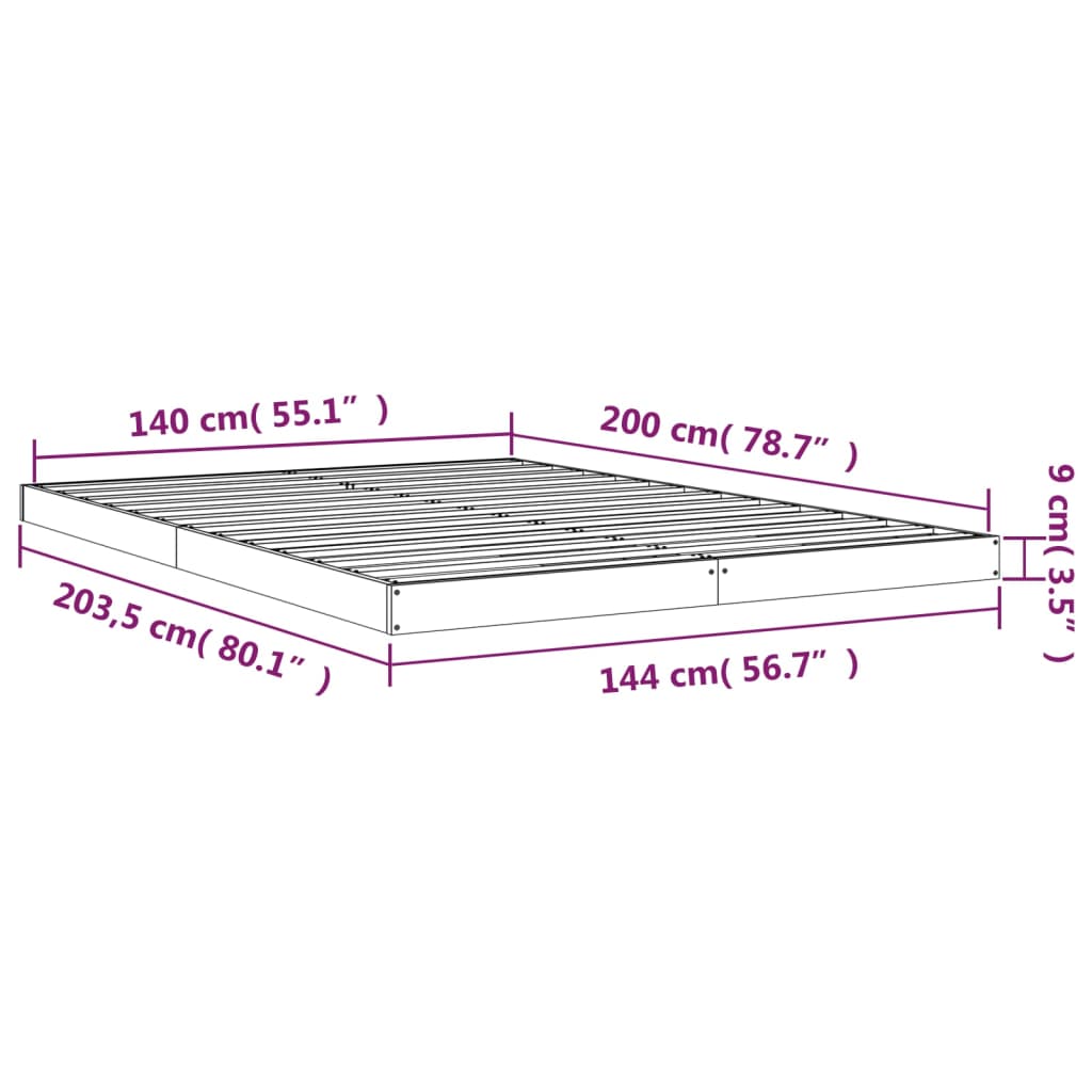 Cadre de lit sans matelas blanc 140x200 cm bois de pin massif - XIOS