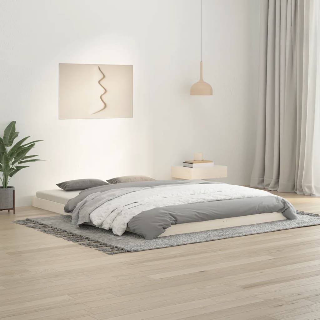 Cadre de lit sans matelas blanc 140x200 cm bois de pin massif - XIOS