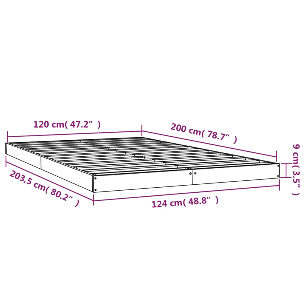 Cadre de lit sans matelas 120x200 cm bois de pin massif - XIOS