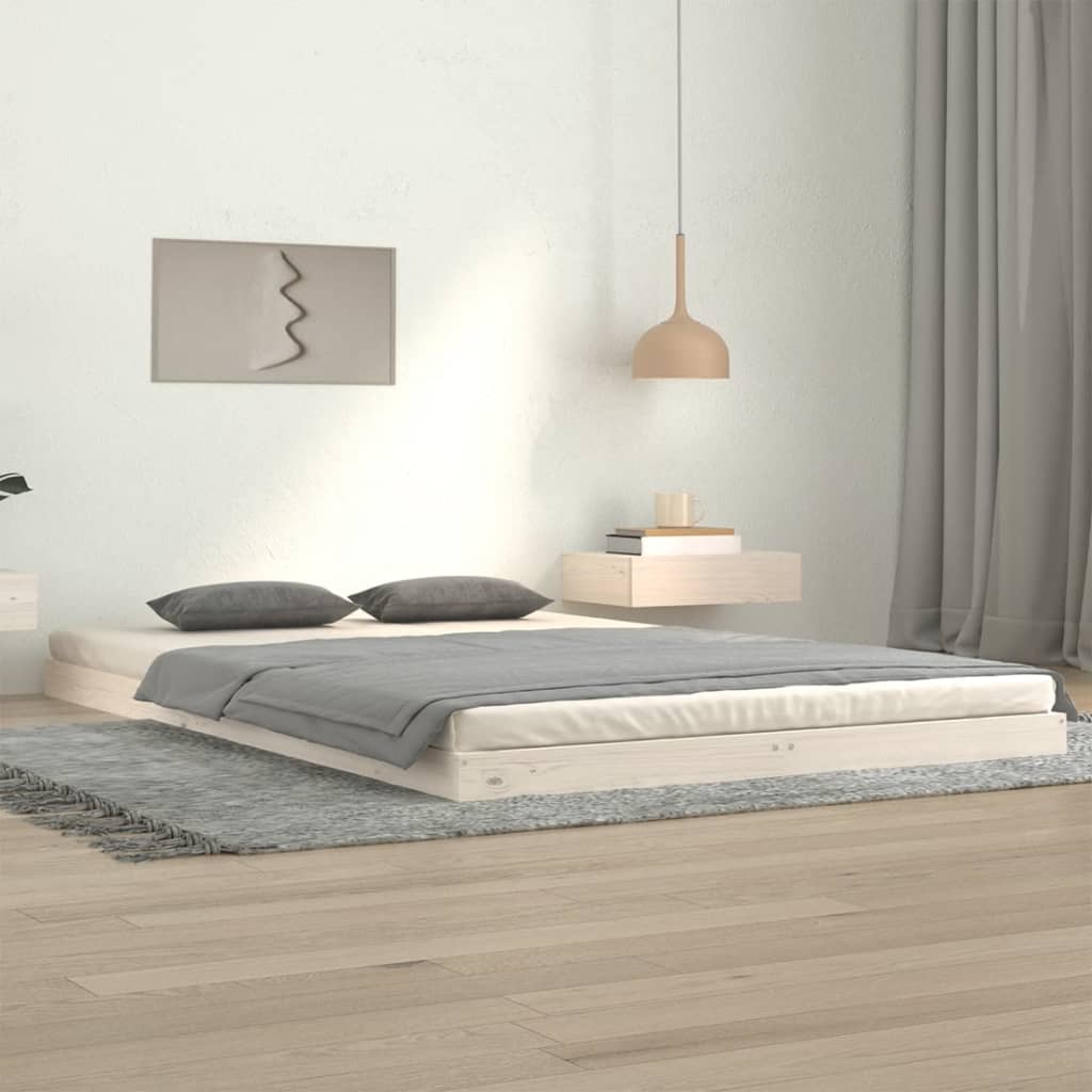 Cadre de lit sans matelas blanc 120x200 cm bois de pin massif - XIOS