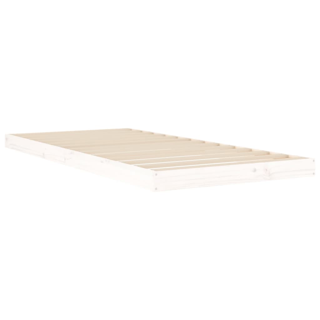 Cadre de lit sans matelas blanc 90x200 cm bois de pin massif - XIOS