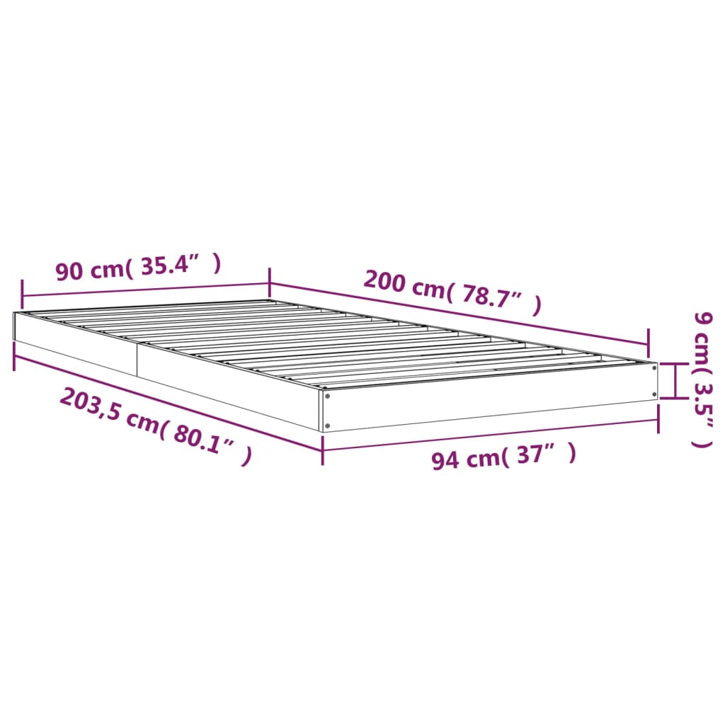 Cadre de lit sans matelas blanc 90x200 cm bois de pin massif - XIOS