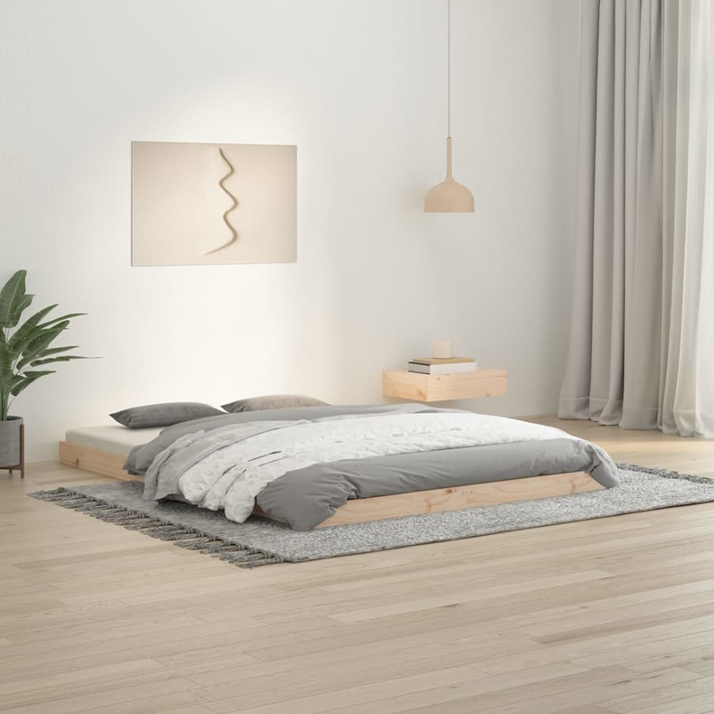 Cadre de lit sans matelas 135x190 cm bois de pin massif - XIOS