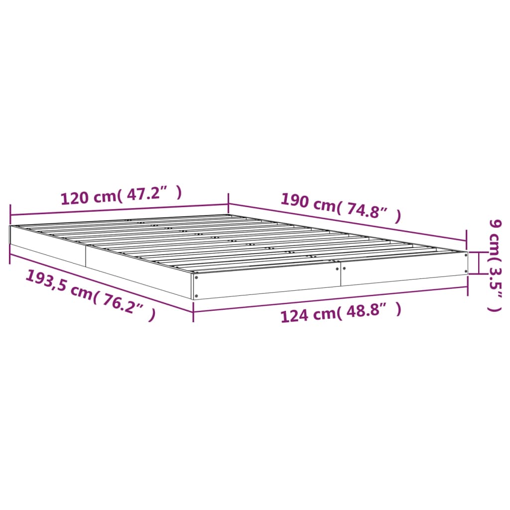 Cadre de lit sans matelas blanc 120x190 cm bois de pin massif - XIOS