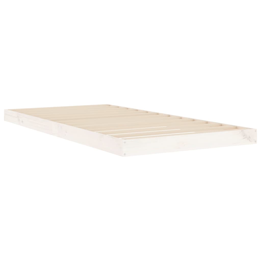 Cadre de lit sans matelas blanc 90x190 cm bois de pin massif - XIOS