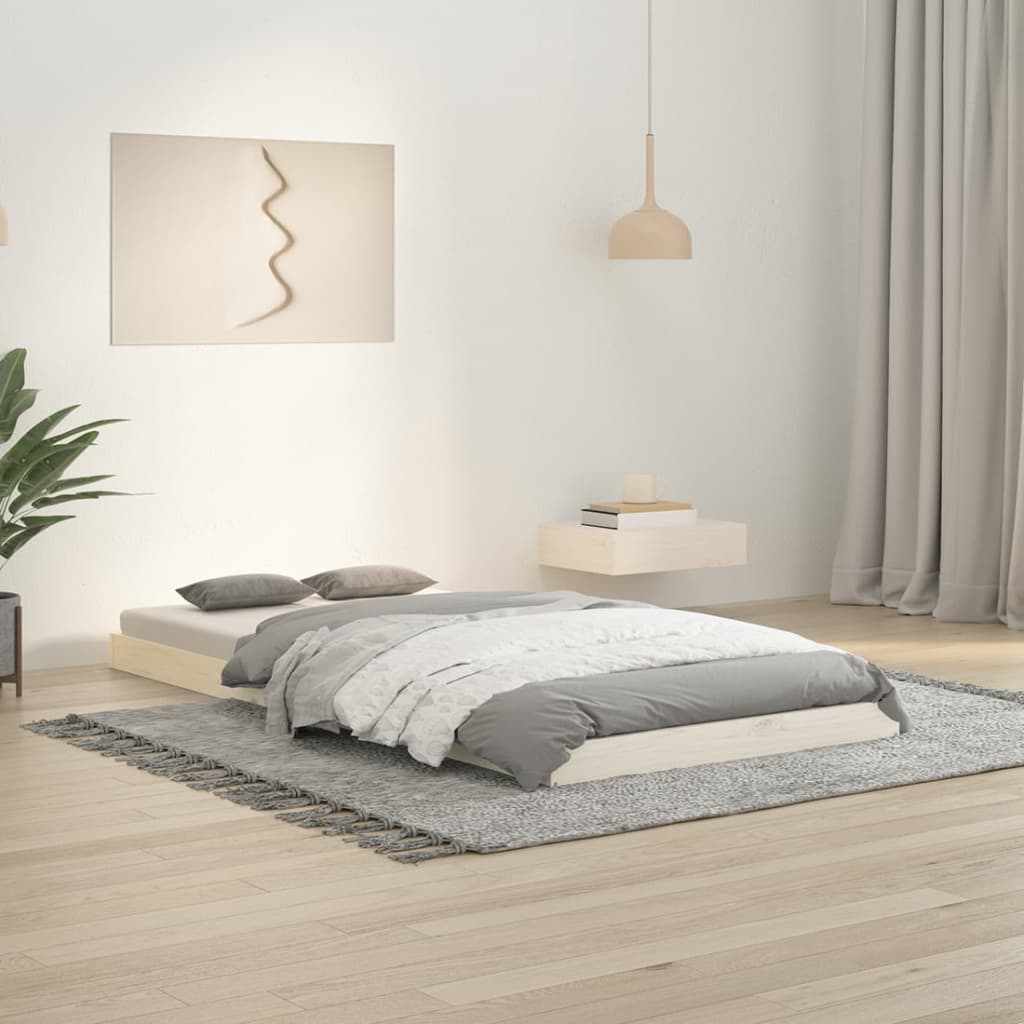 Cadre de lit sans matelas blanc 90x190 cm bois de pin massif - XIOS