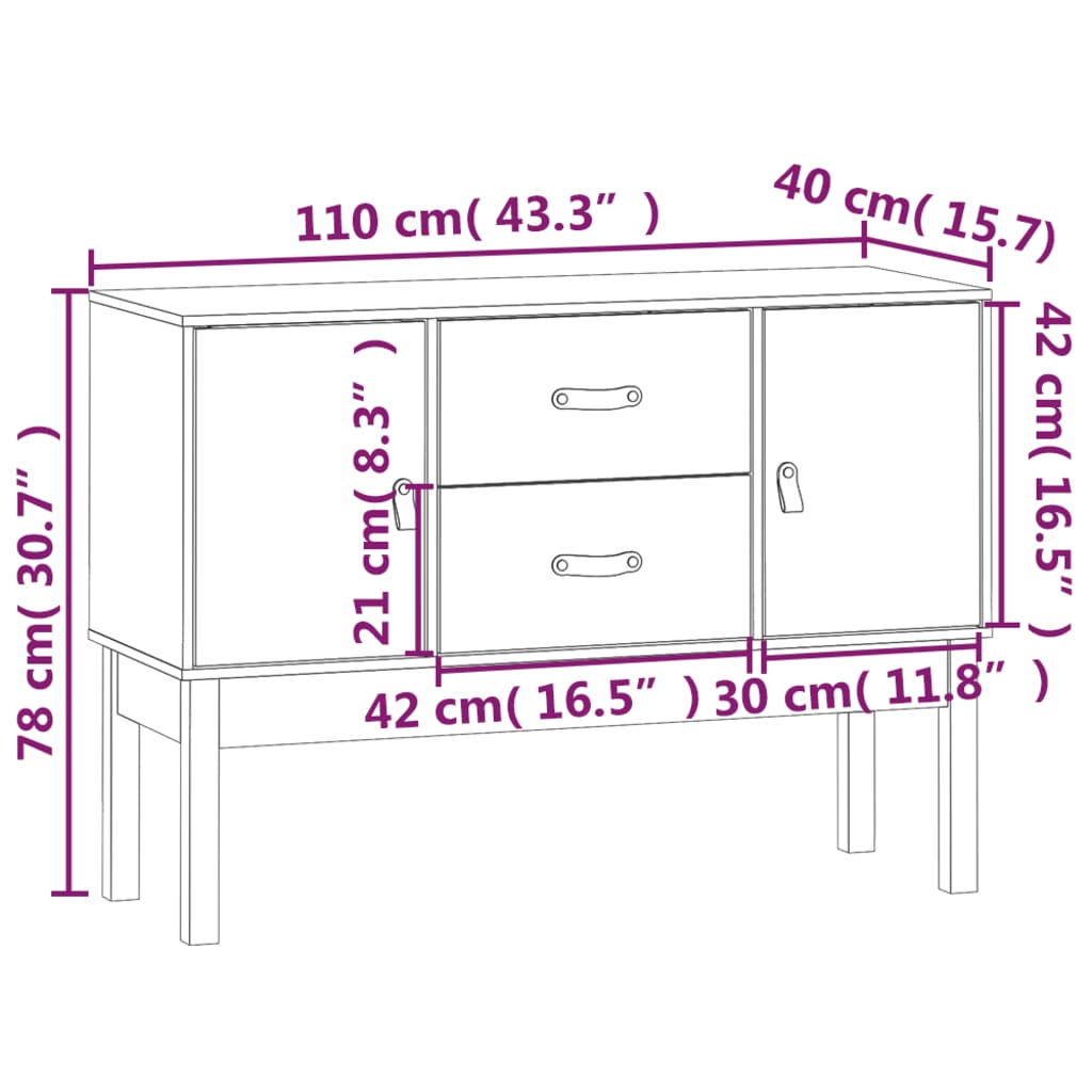 Buffet Marron miel 110x40x78 cm Bois massif de pin - XIOS